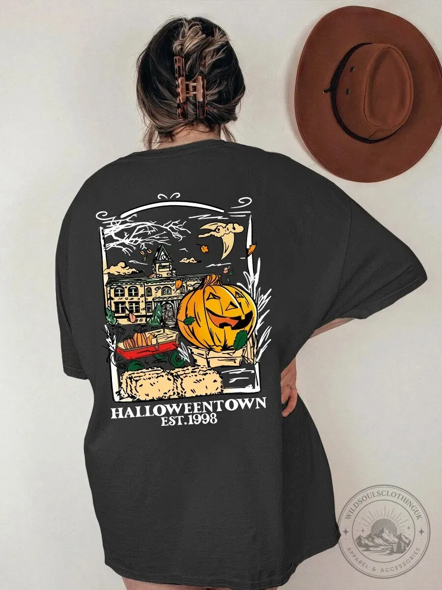 Halloweentown Est 1998 Vintage Halloween Pumpkin Graphic T-Shirt 2 Halloweentown Est 1998 Vintage Halloween Pumpkin Graphic T-Shirt