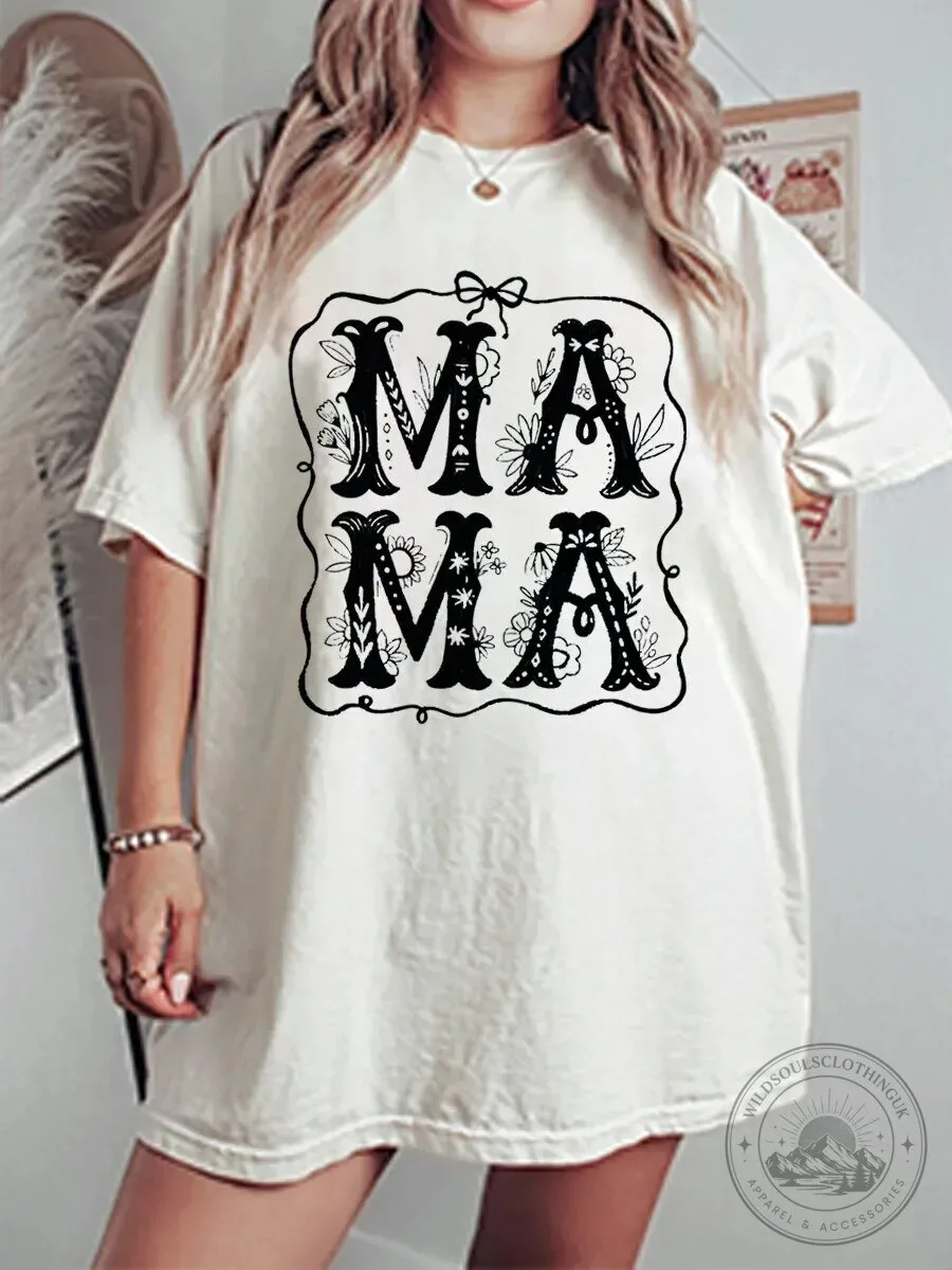 Mama Graphic Wildflower Oversized T-Shirt for Women