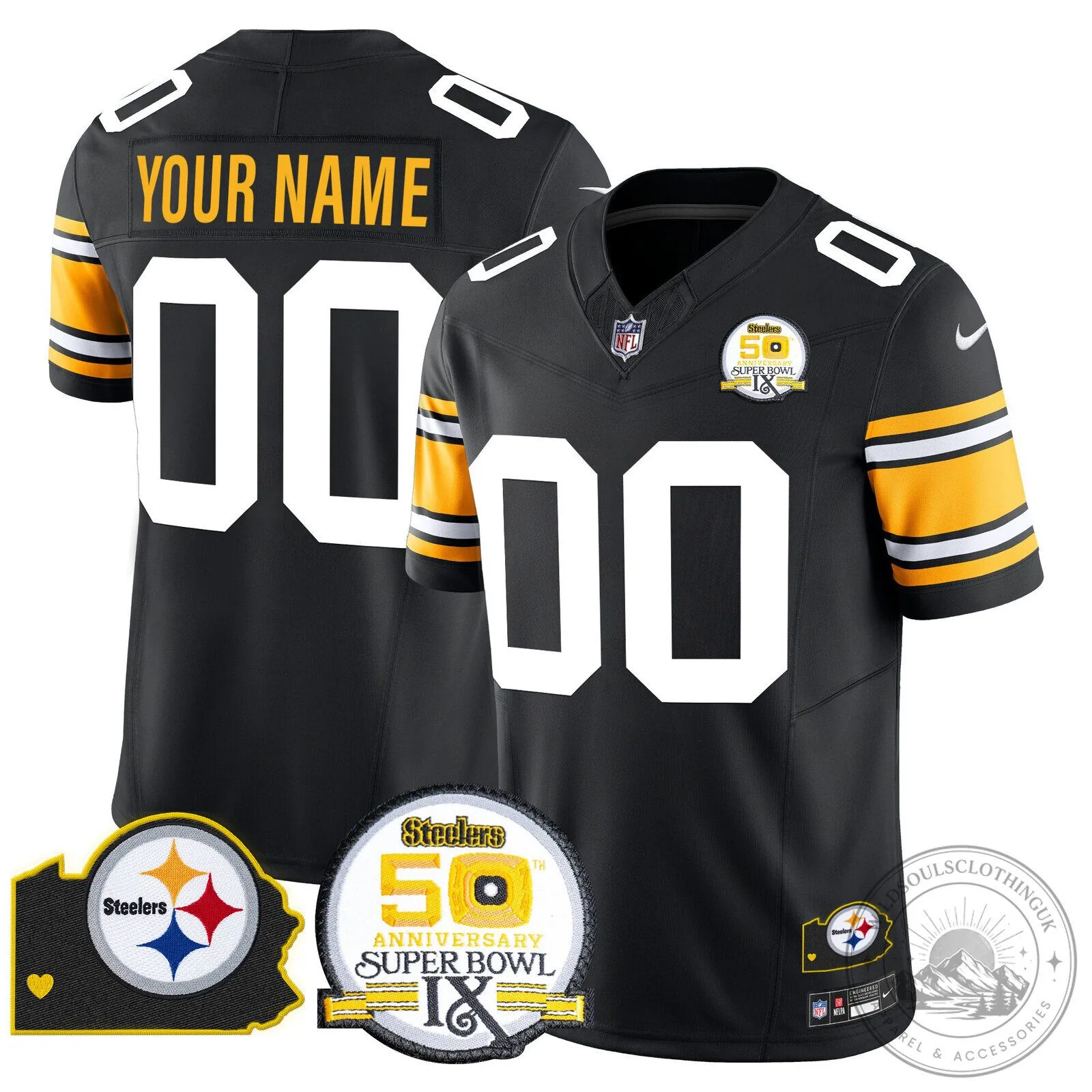Pittsburgh Steelers Super Bowl 50th Anniversary Custom Football Jersey