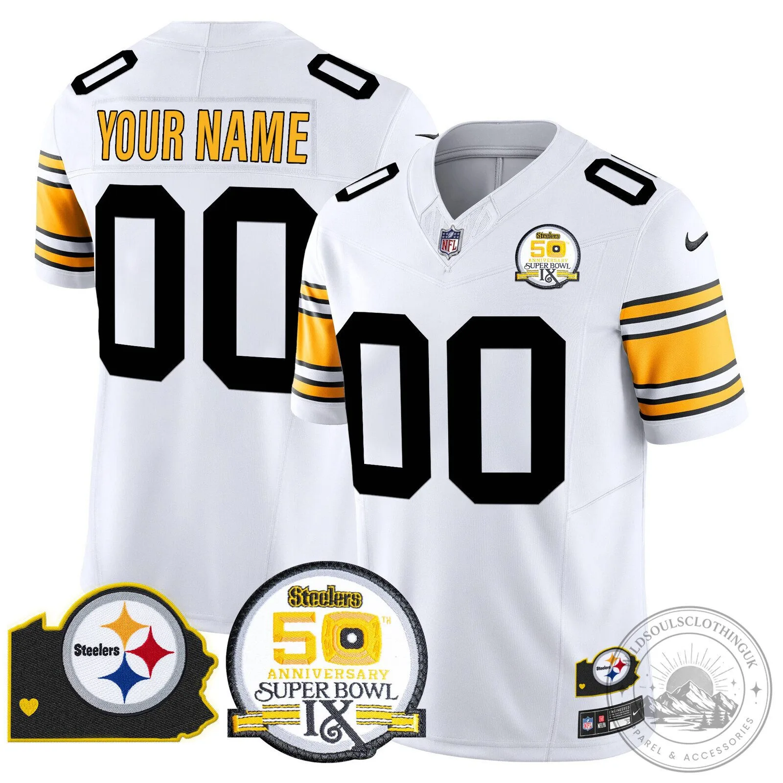 Pittsburgh Steelers Super Bowl 50th Anniversary Custom Football Jersey 11 Pittsburgh Steelers Super Bowl 50th Anniversary Custom Football Jersey