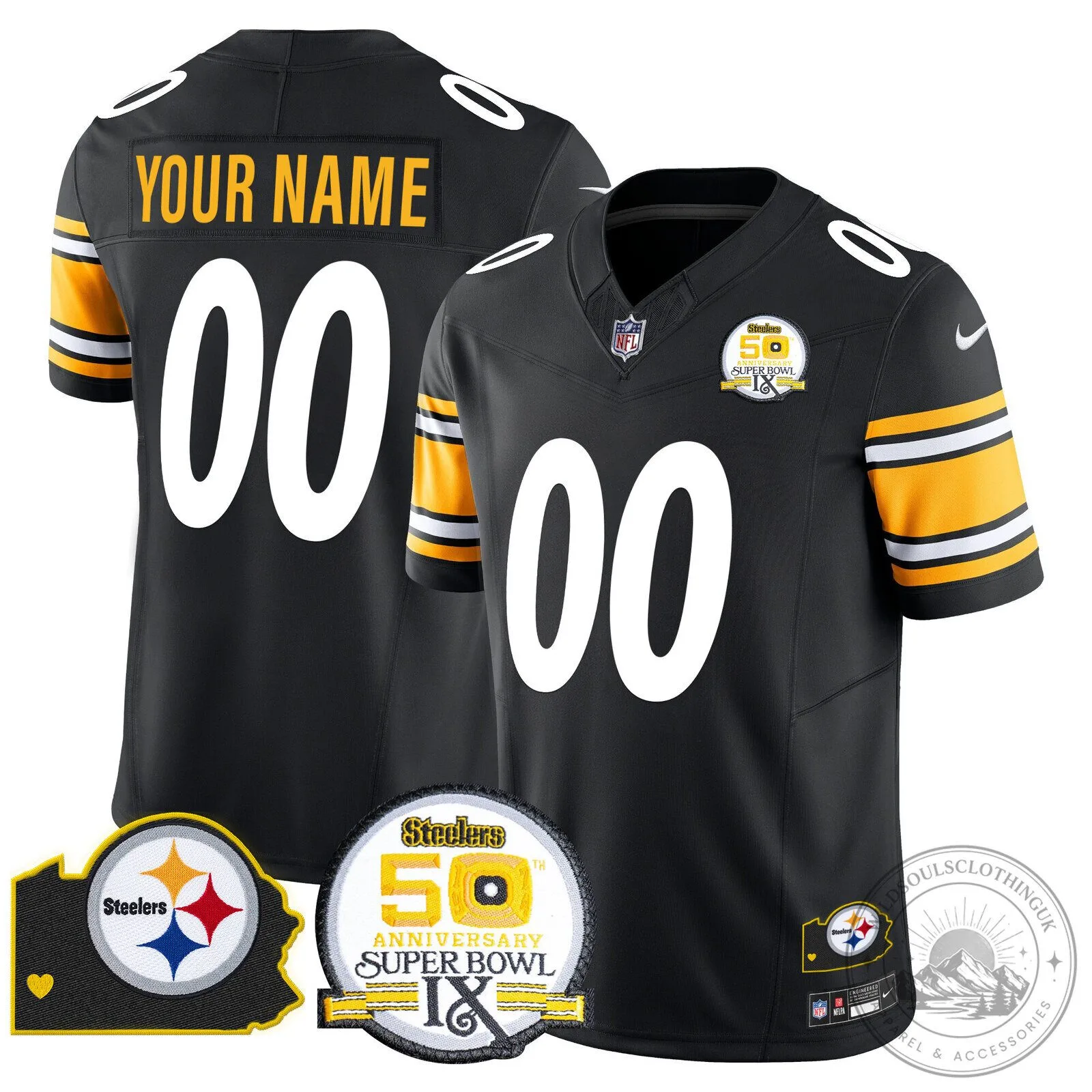 Pittsburgh Steelers Super Bowl 50th Anniversary Custom Football Jersey 12 Pittsburgh Steelers Super Bowl 50th Anniversary Custom Football Jersey