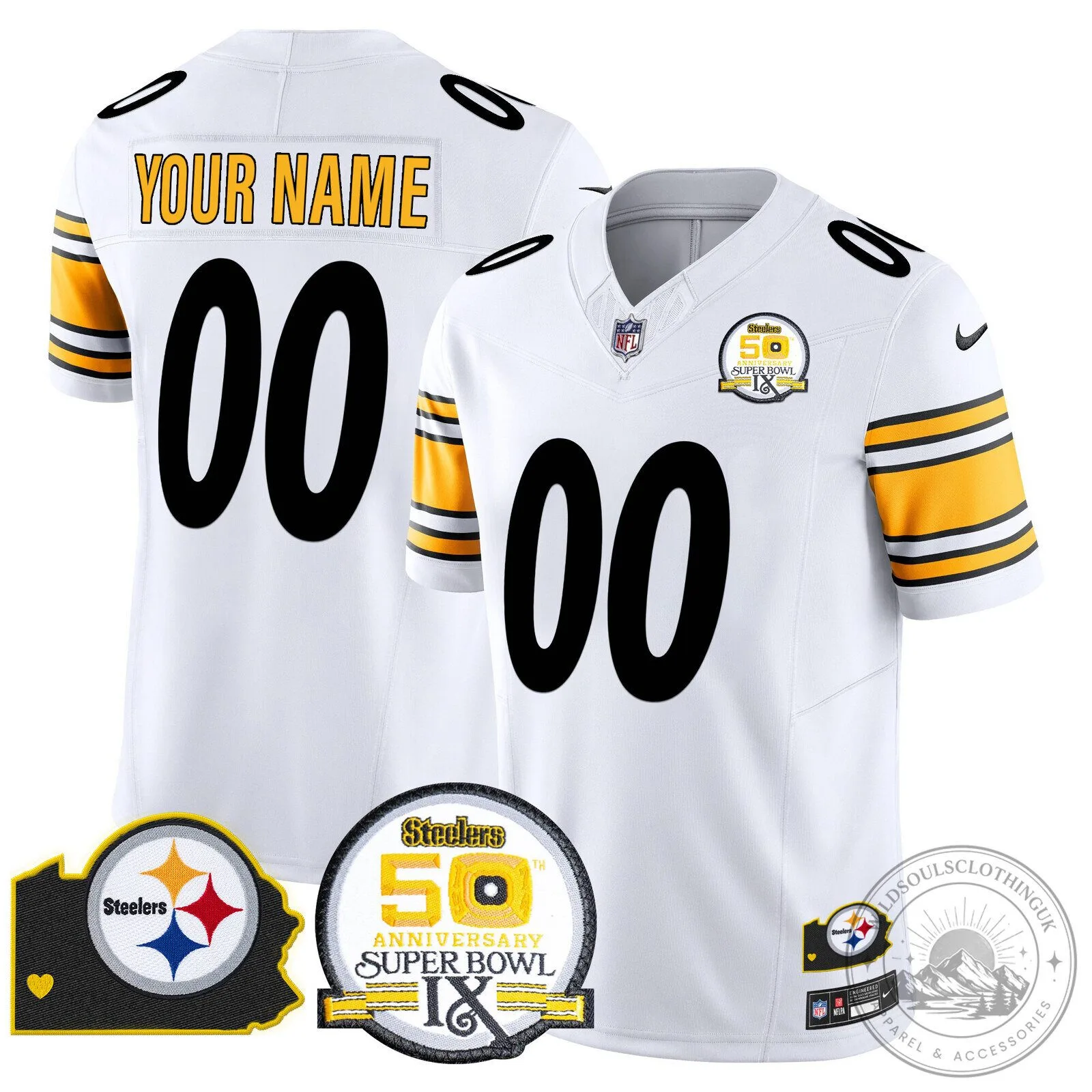 Pittsburgh Steelers Super Bowl 50th Anniversary Custom Football Jersey 13 Pittsburgh Steelers Super Bowl 50th Anniversary Custom Football Jersey