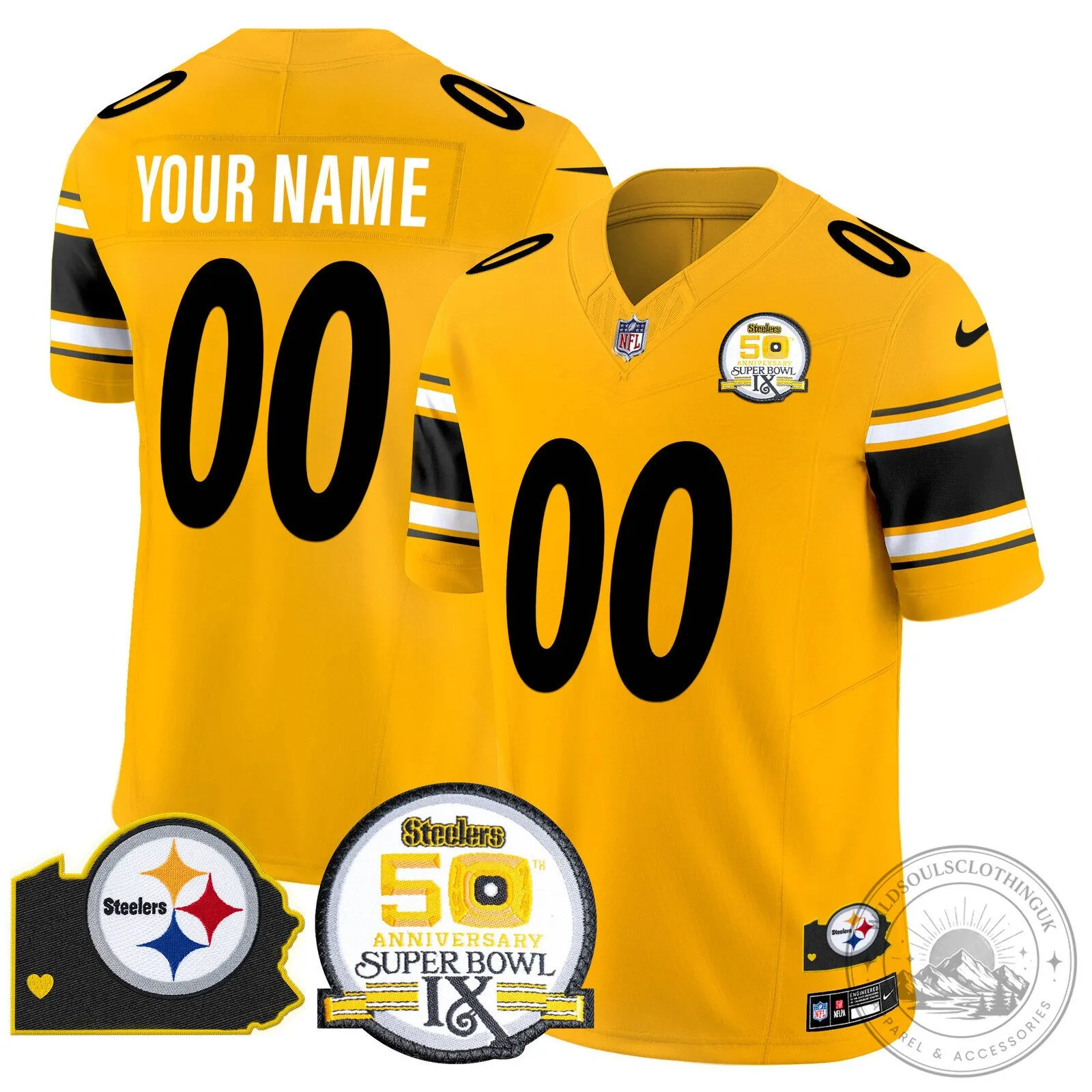 Pittsburgh Steelers Super Bowl 50th Anniversary Custom Football Jersey 14 Pittsburgh Steelers Super Bowl 50th Anniversary Custom Football Jersey