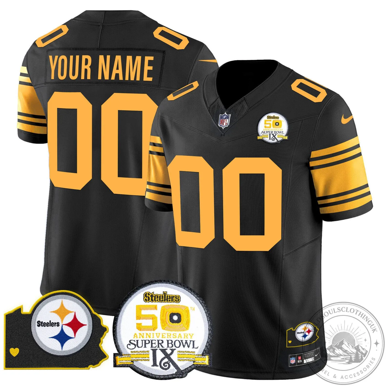 Pittsburgh Steelers Super Bowl 50th Anniversary Custom Football Jersey 15 Pittsburgh Steelers Super Bowl 50th Anniversary Custom Football Jersey