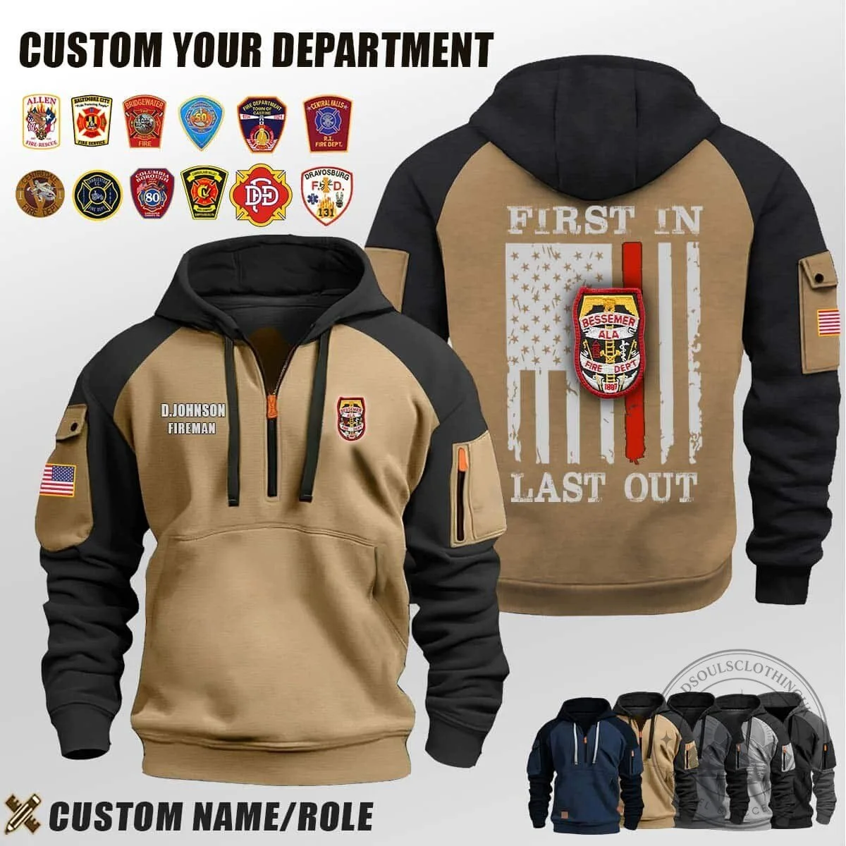 Bessemer Fire Department First In Last Out Firefighter Half-Zip Hoodie 8 Bessemer Fire Department First In Last Out Firefighter Half-Zip Hoodie