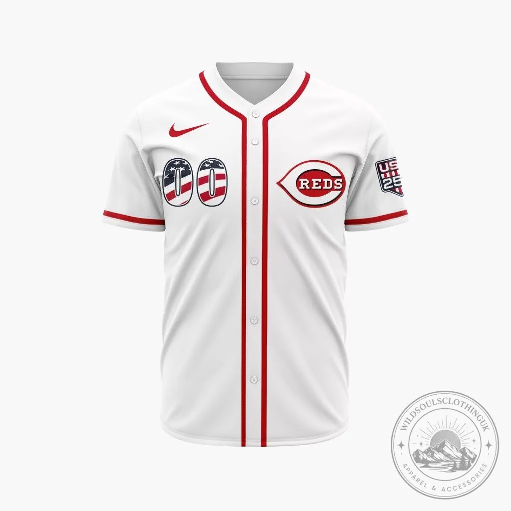 Cincinnati Reds Personalized 2026 Stars and Stripes Fourth Of July Baseball Jersey 8 Cincinnati Reds Personalized 2026 Stars and Stripes Fourth Of July Baseball Jersey