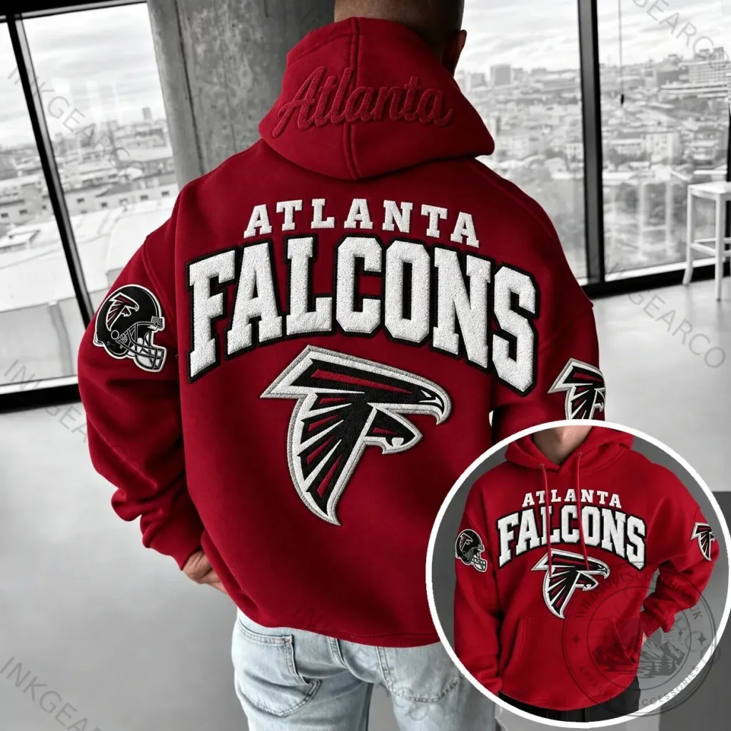 Atlanta Falcons Football Team Logo Red Embroidered Hoodie Atlanta Falcons Football Team Logo Red Embroidered Hoodie