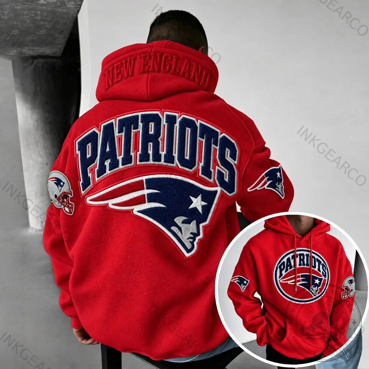 New England Patriots NFL Football Team Logo Red Hoodie