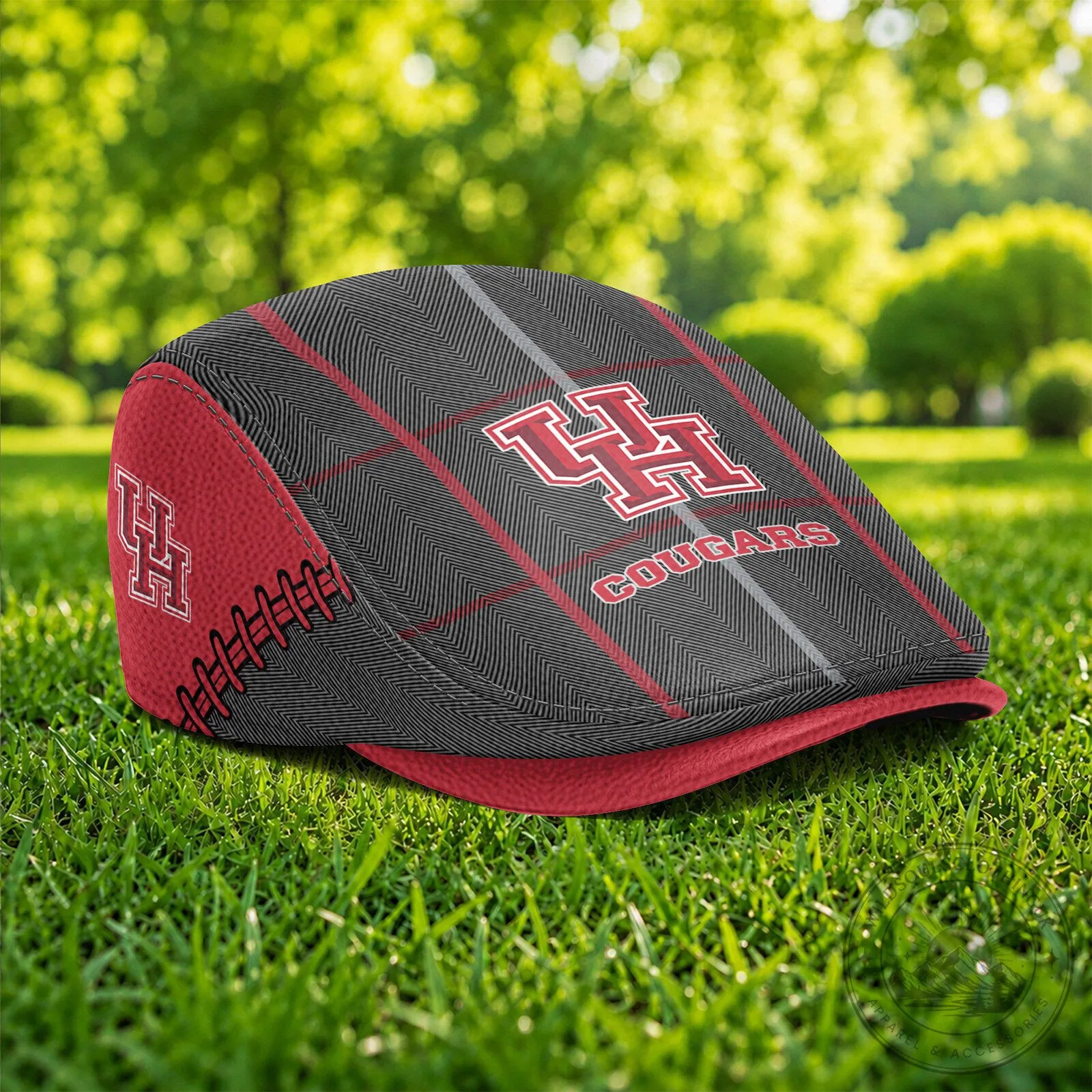 Houston Cougars NCAA Plaid Pattern Golf Flat Cap Hat for Men and Women 9 Houston Cougars NCAA Plaid Pattern Golf Flat Cap Hat for Men and Women