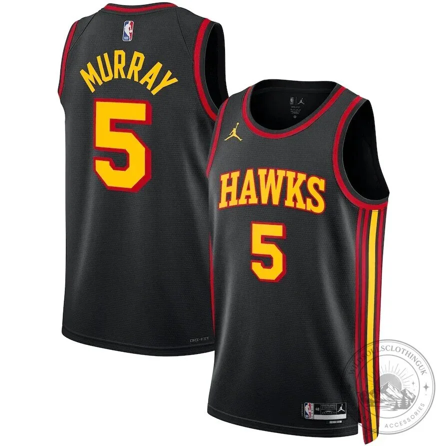 Atlanta Hawks Dejounte Murray Black Statement Edition Basketball Jersey