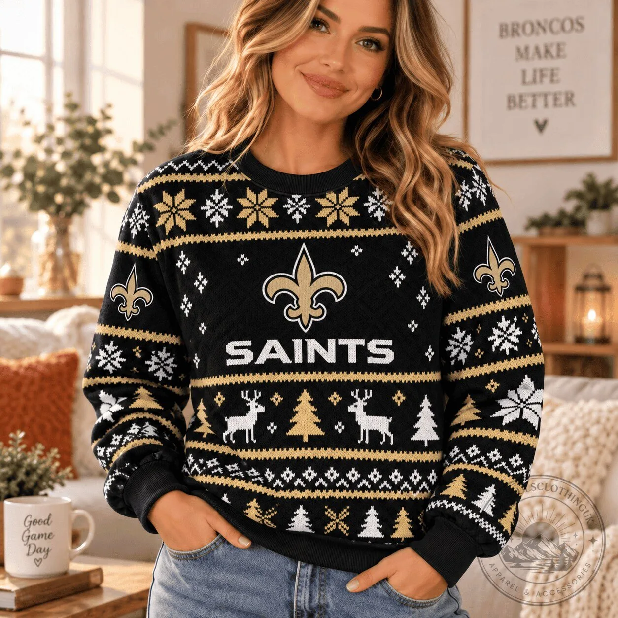 New Orleans Saints NFL Ugly Christmas Holiday Sweatshirt for Football Fans