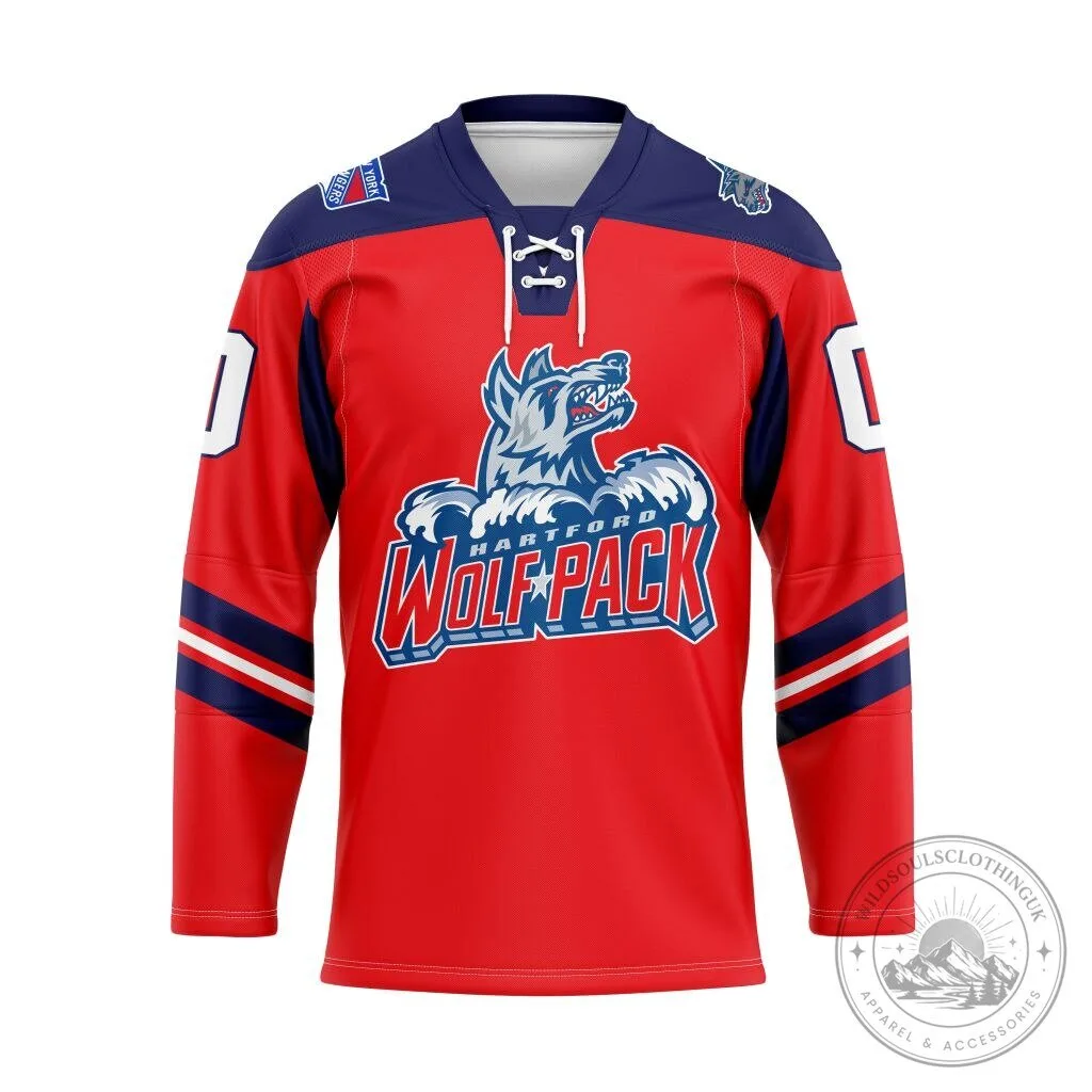 Hartford Wolf Pack Go Pack Go Red Lace Hockey Jersey 2 Hartford Wolf Pack Go Pack Go Red Lace Hockey Jersey