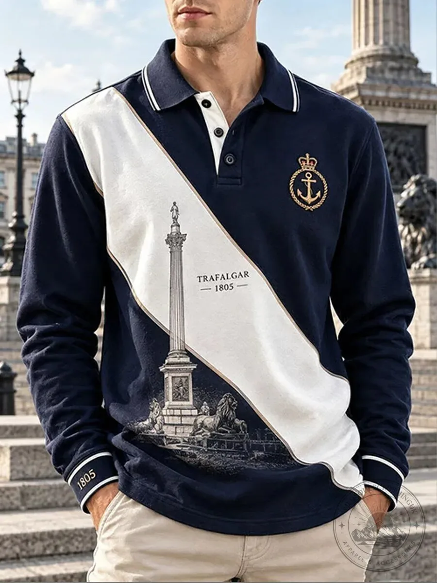 Trafalgar Day 1805 Commemorative Long Sleeve Polo Shirt