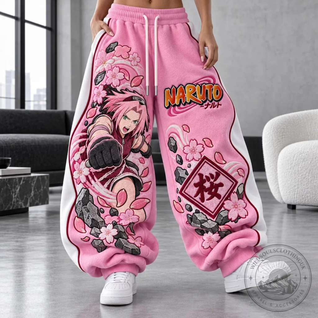 Naruto Sakura Haruno Pink Cherry Blossom Anime Graphic Sweatpants for Women Naruto Sakura Haruno Pink Cherry Blossom Anime Graphic Sweatpants for Women