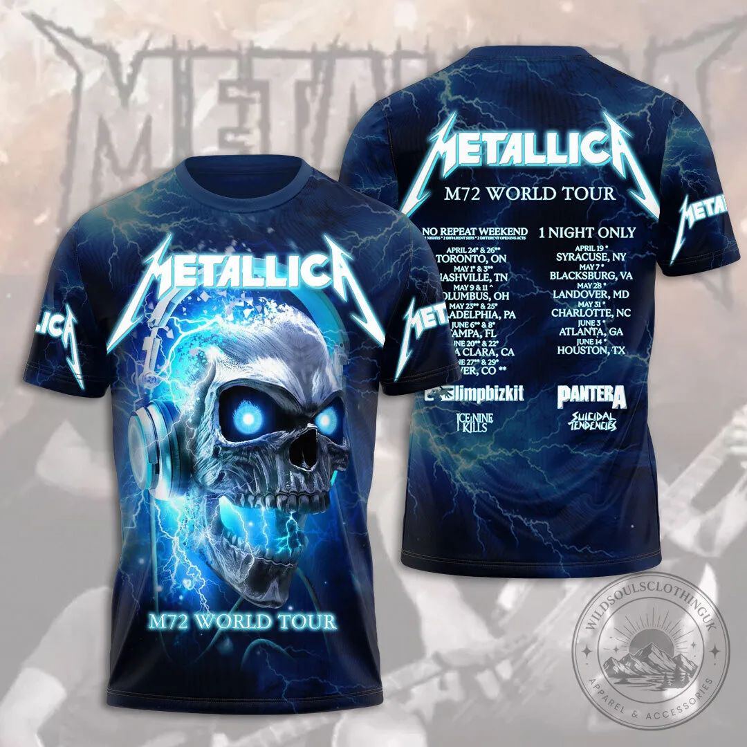Metallica M72 World Tour Skull Lightning Concert Dates T-Shirt