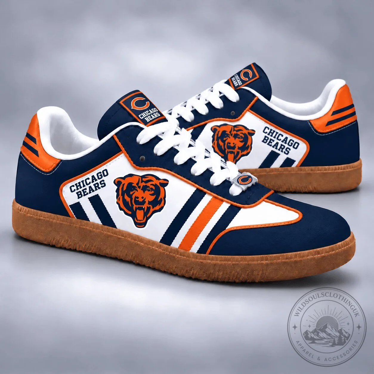 Chicago Bears NFL Team Color Retro Samba Style Sneakers Shoes