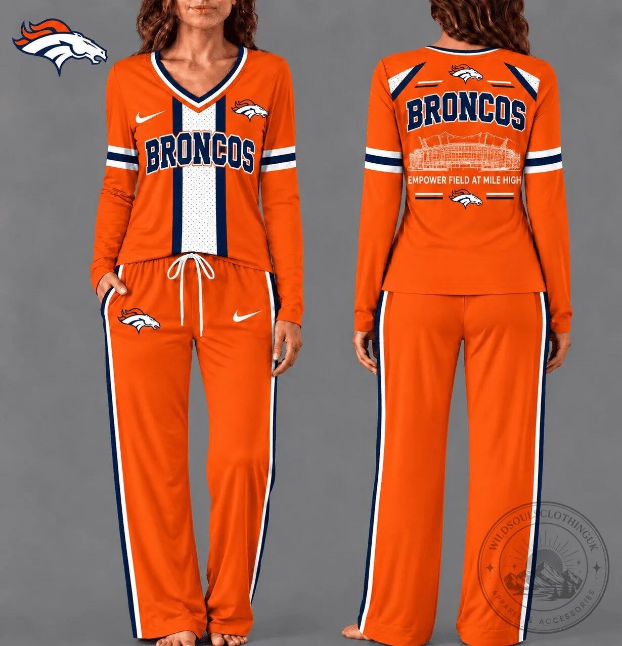Denver Broncos Empower Field at Mile High Women's Pajamas Set 1 Denver Broncos Empower Field at Mile High Women's Pajamas Set