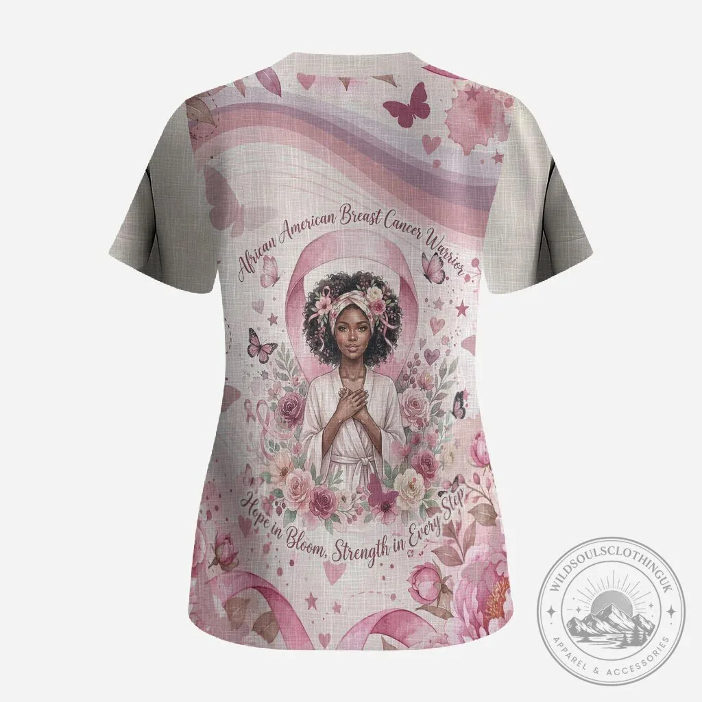 African American Pink Ribbon Black Queen Breast Cancer Awareness Scrub Top 9 African American Pink Ribbon Black Queen Breast Cancer Awareness Scrub Top
