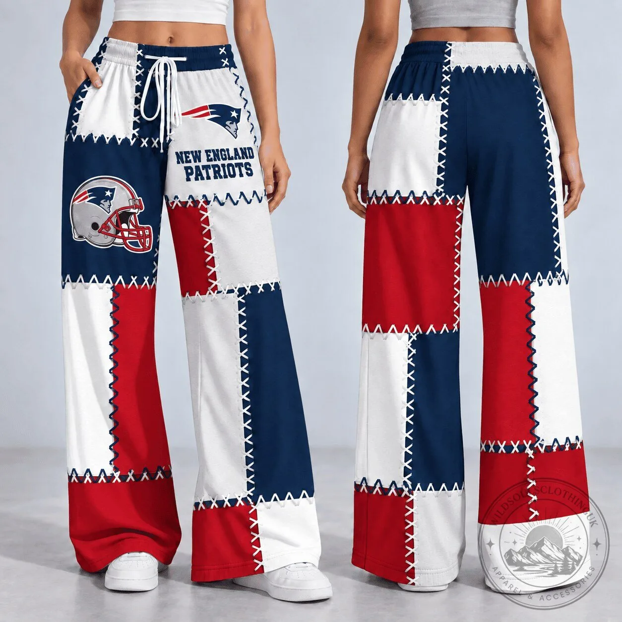 New England Patriots Patchwork Style NFL Football Team Fan Lounge Pants