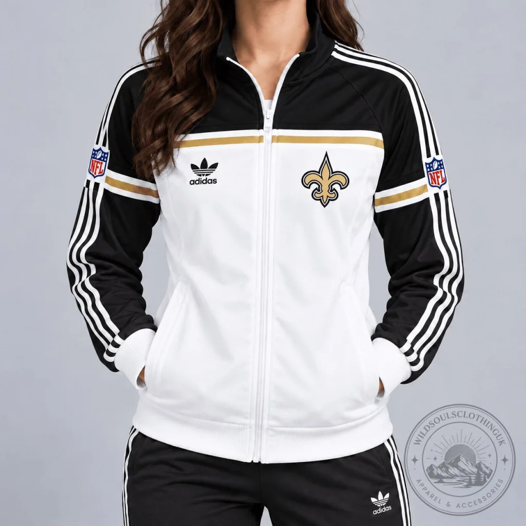 New Orleans Saints Adidas NFL Retro Heritage Full-Zip Casual Jacket New Orleans Saints Adidas NFL Retro Heritage Full-Zip Casual Jacket
