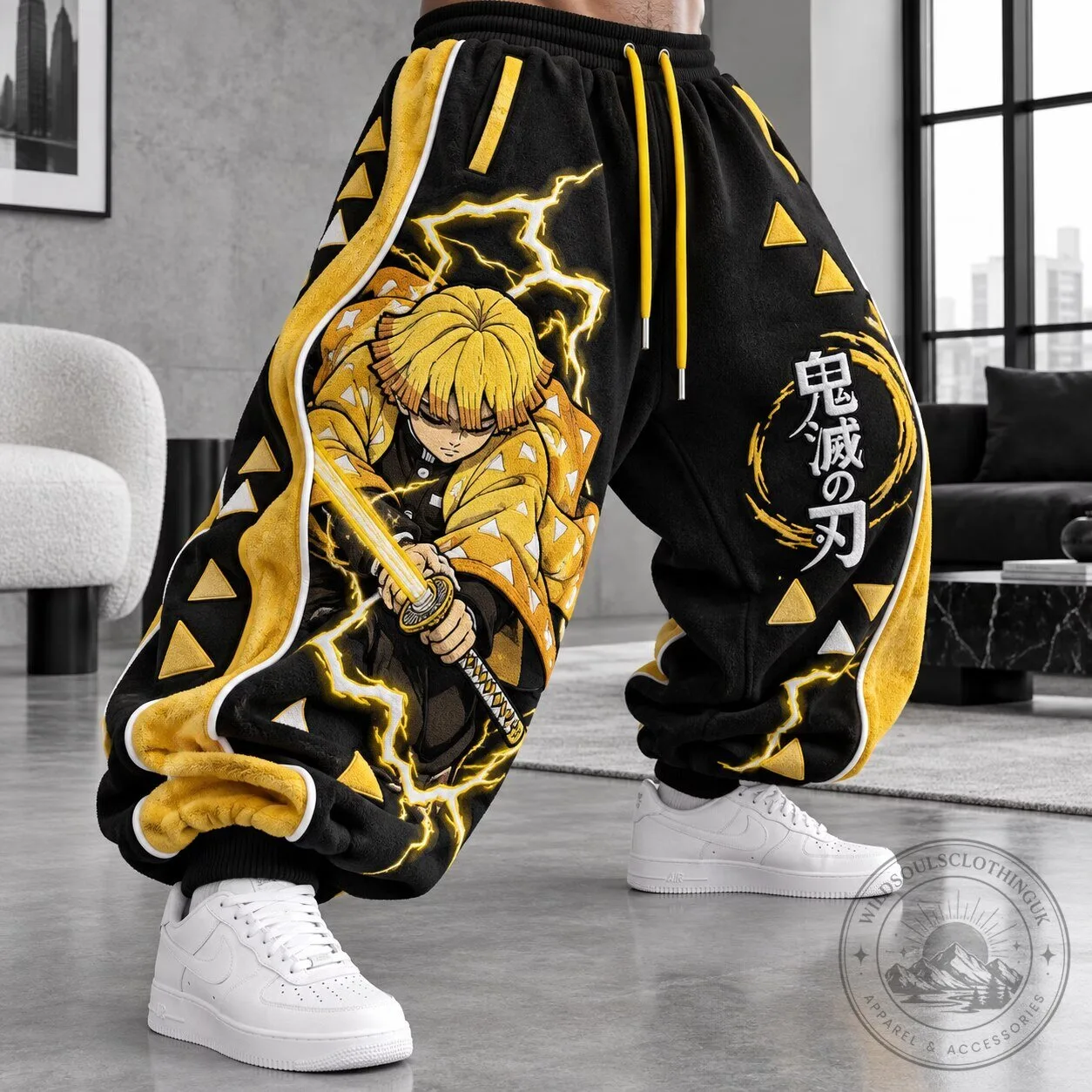 Demon Slayer Zenitsu Agatsuma Anime Manga Lightning Design Baggy Sweatpants 5 Demon Slayer Zenitsu Agatsuma Anime Manga Lightning Design Baggy Sweatpants