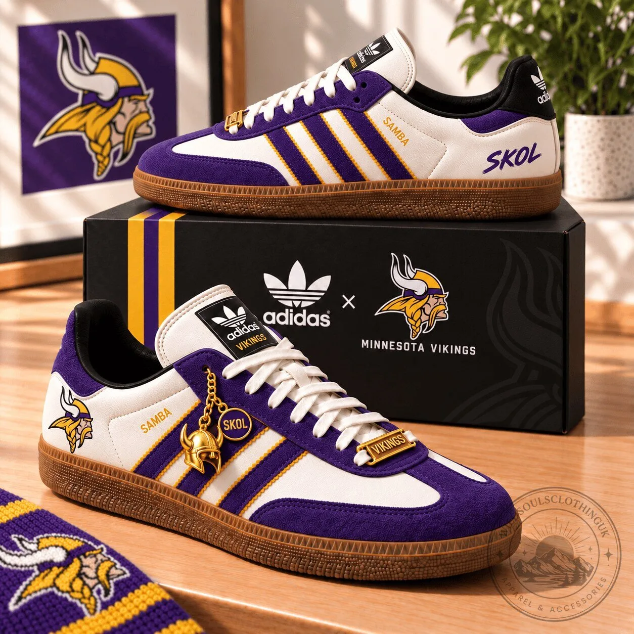 Minnesota Vikings Skol White and Purple Low-Top Sneakers