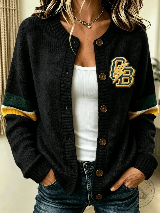 Green Bay Packers Women's Split Colorblock Knitted Cardigan Sweater 11 Green Bay Packers Women
