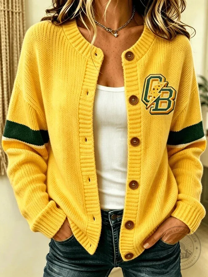 Green Bay Packers Women's Split Colorblock Knitted Cardigan Sweater 13 Green Bay Packers Women