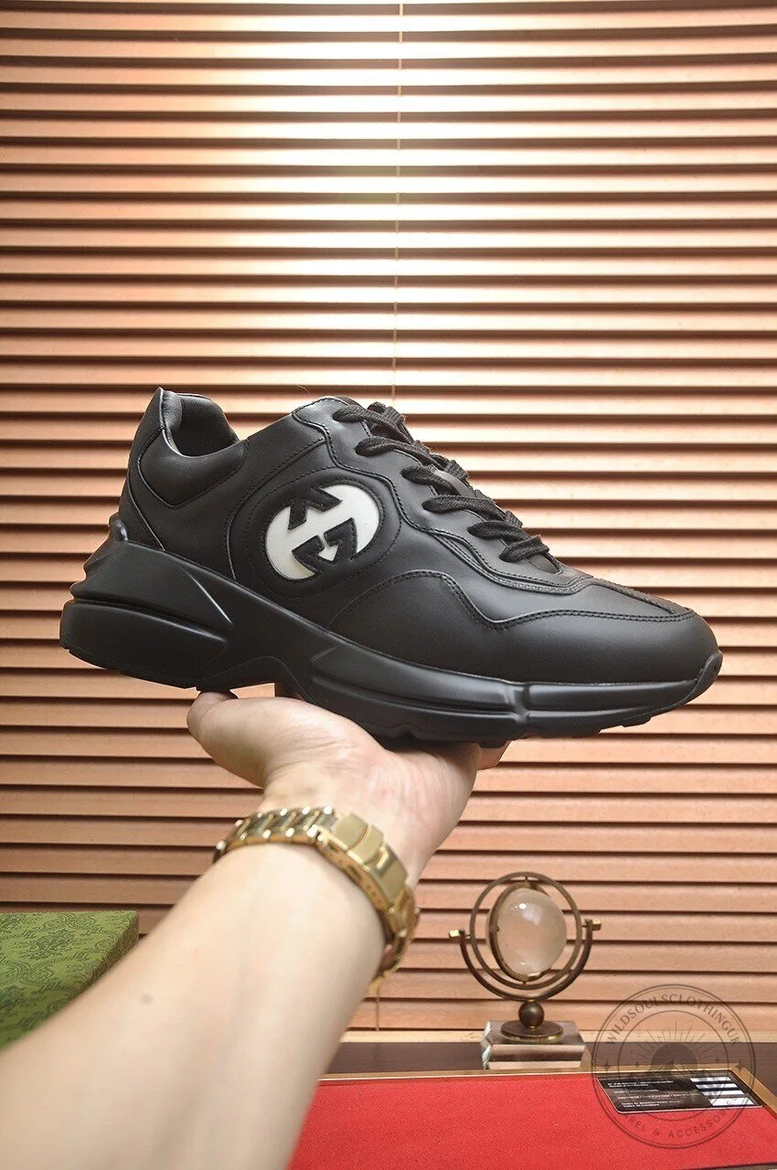 Gucci Interlocking G Black Leather Fashion Sneakers for Men 2 Gucci Interlocking G Black Leather Fashion Sneakers for Men