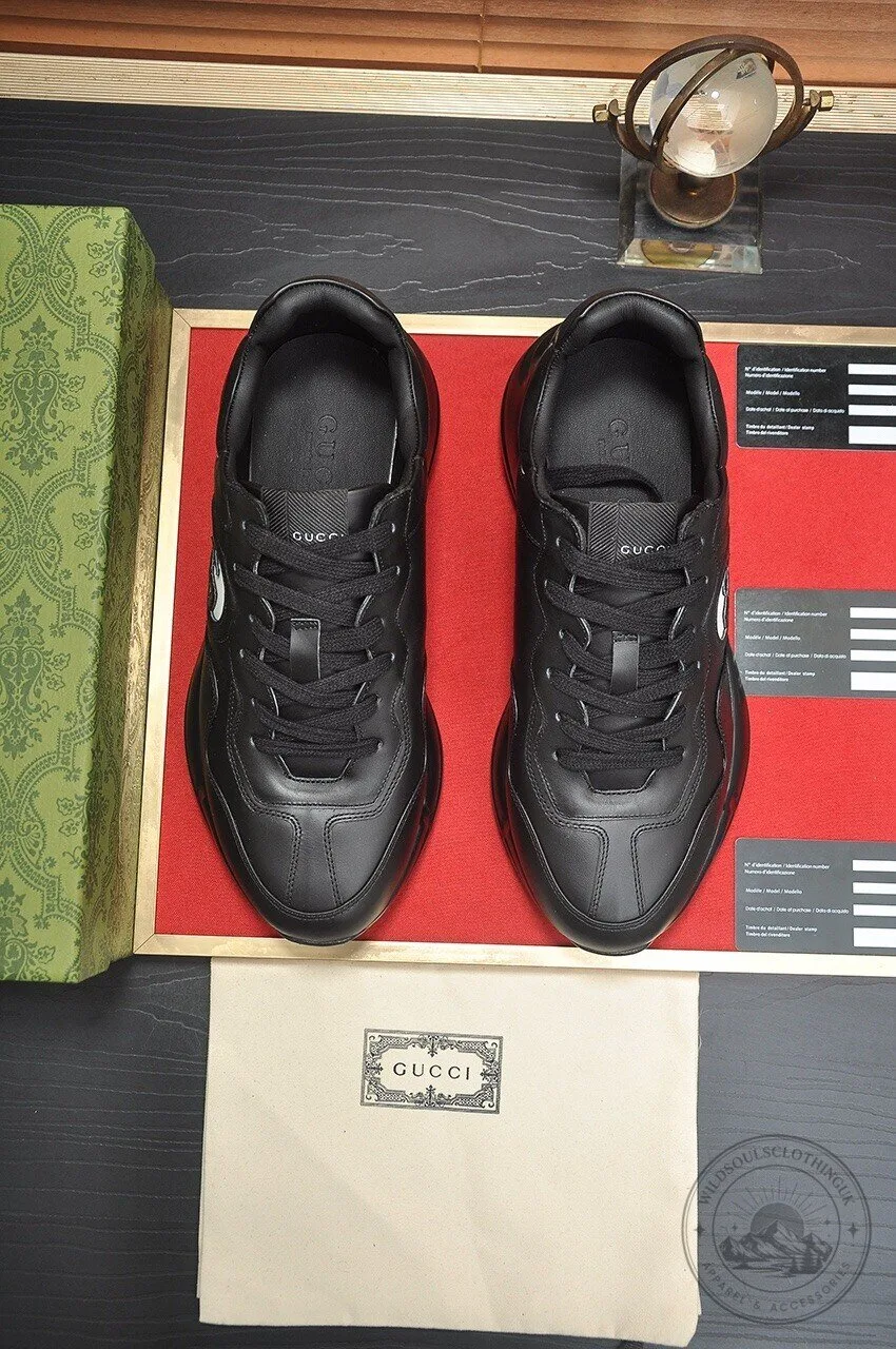 Gucci Interlocking G Black Leather Fashion Sneakers for Men 10 Gucci Interlocking G Black Leather Fashion Sneakers for Men