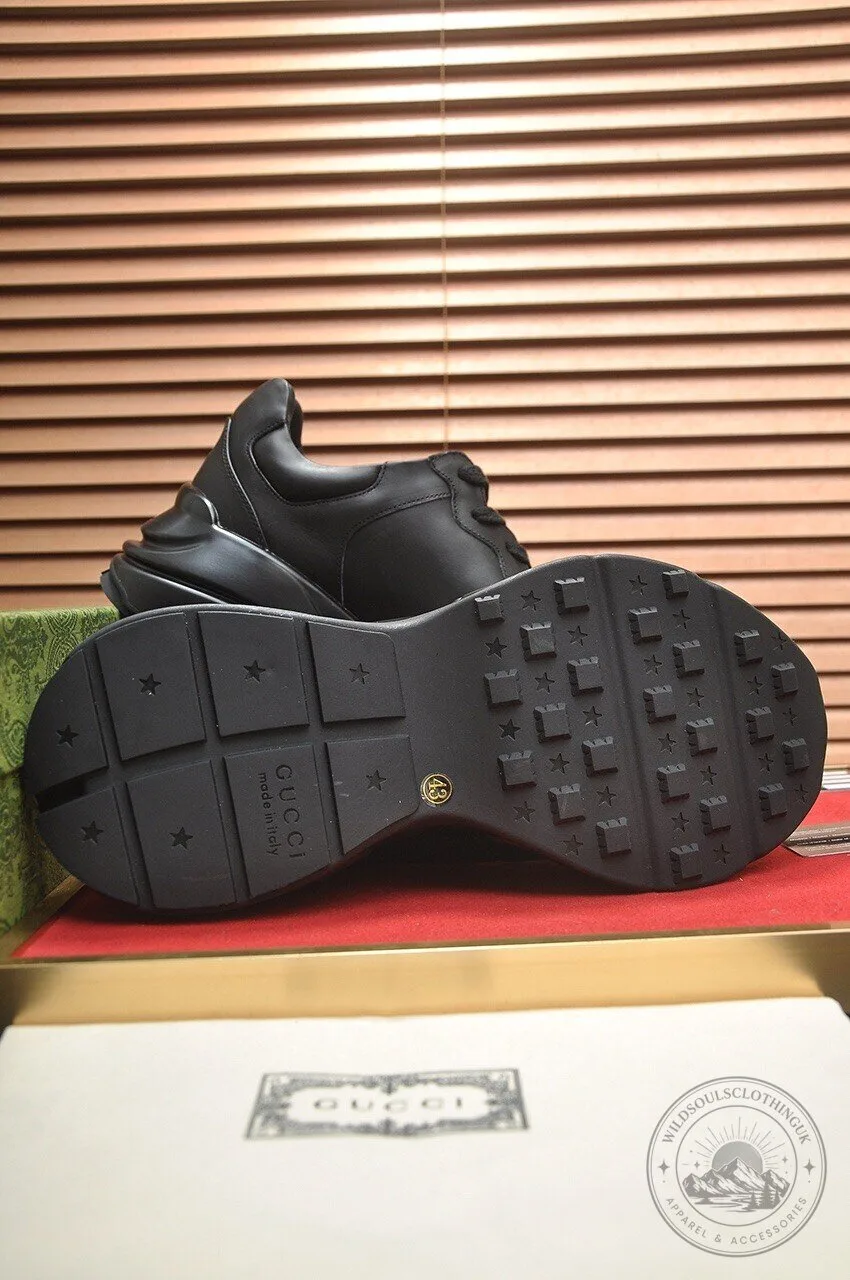 Gucci Interlocking G Black Leather Fashion Sneakers for Men 11 Gucci Interlocking G Black Leather Fashion Sneakers for Men