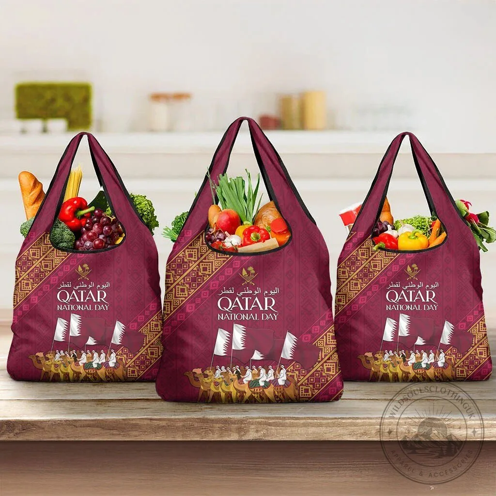 Qatar National Day Arabian Peninsula Camel Parade Reusable Grocery Bag 9 Qatar National Day Arabian Peninsula Camel Parade Reusable Grocery Bag
