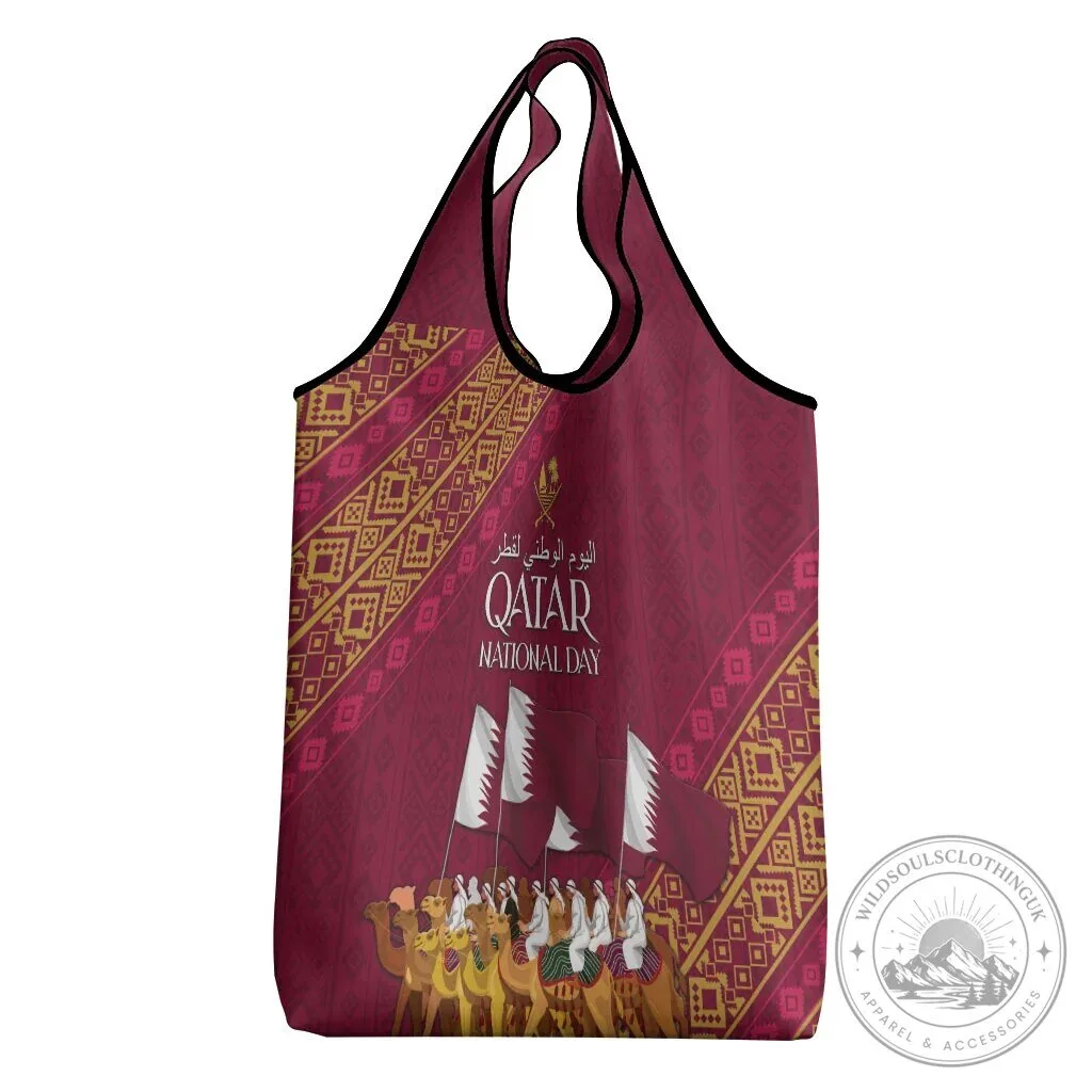 Qatar National Day Arabian Peninsula Camel Parade Reusable Grocery Bag 10 Qatar National Day Arabian Peninsula Camel Parade Reusable Grocery Bag