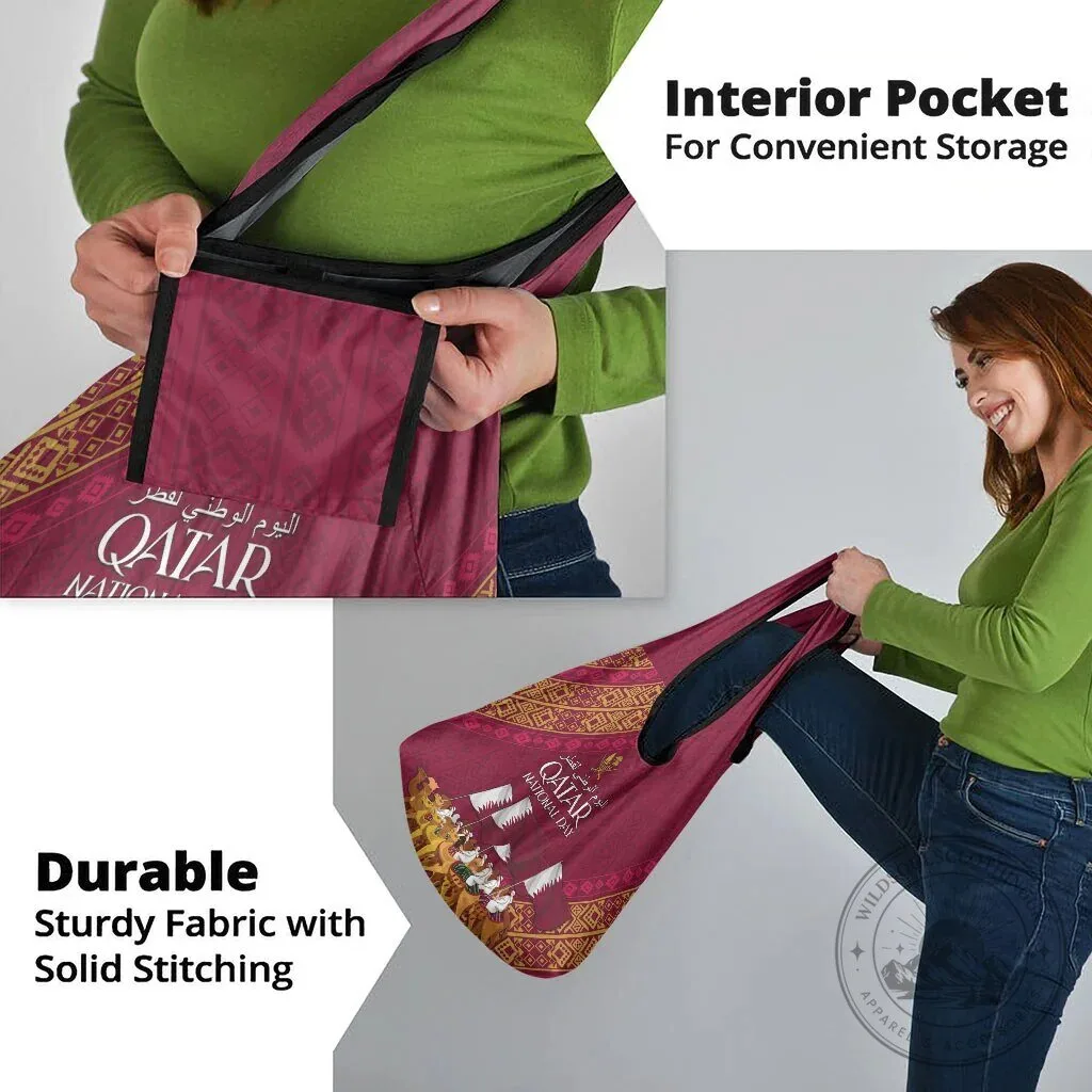 Qatar National Day Arabian Peninsula Camel Parade Reusable Grocery Bag 12 Qatar National Day Arabian Peninsula Camel Parade Reusable Grocery Bag