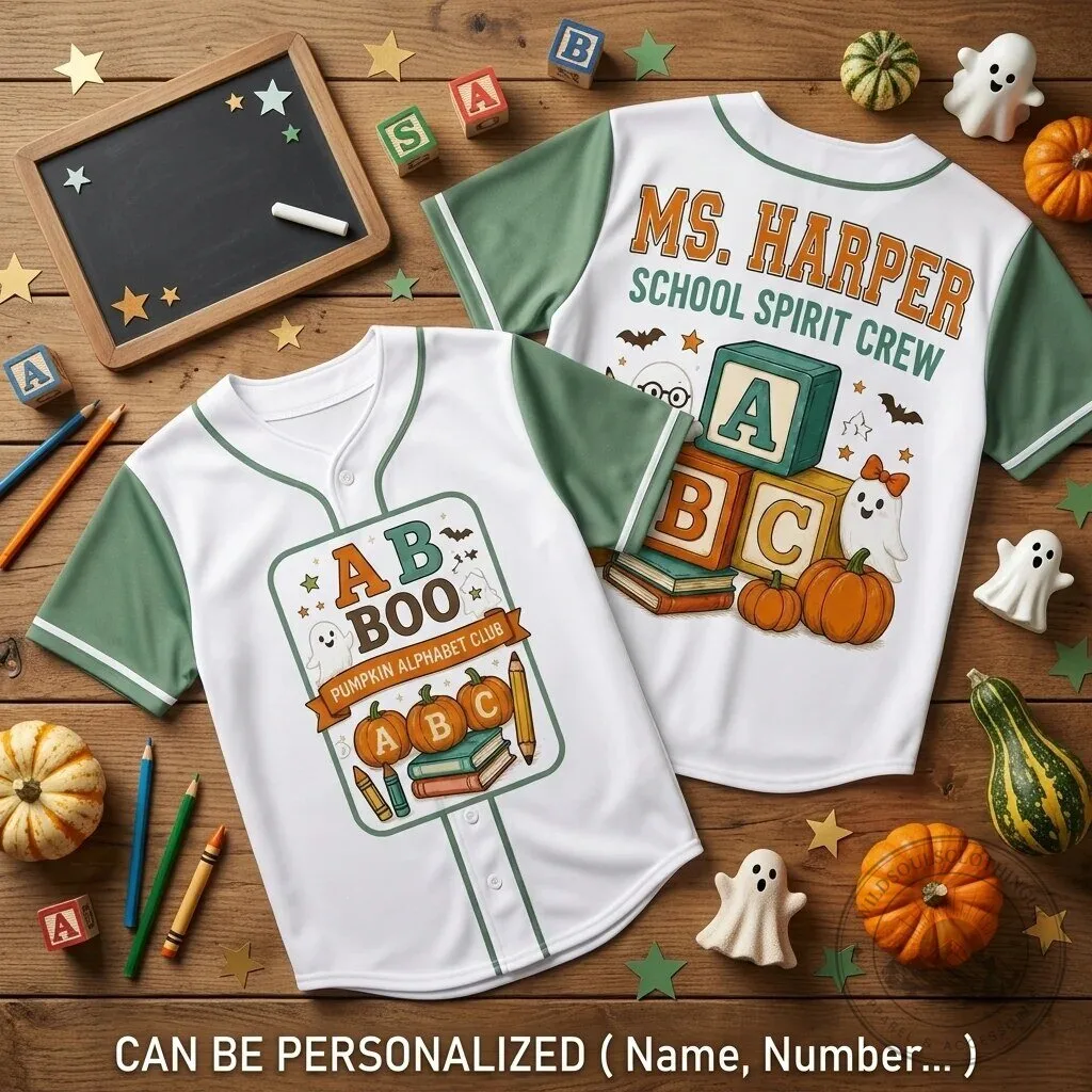 Personalized Teacher Halloween School Spirit Baseball Jersey 3 Personalized Teacher Halloween School Spirit Baseball Jersey