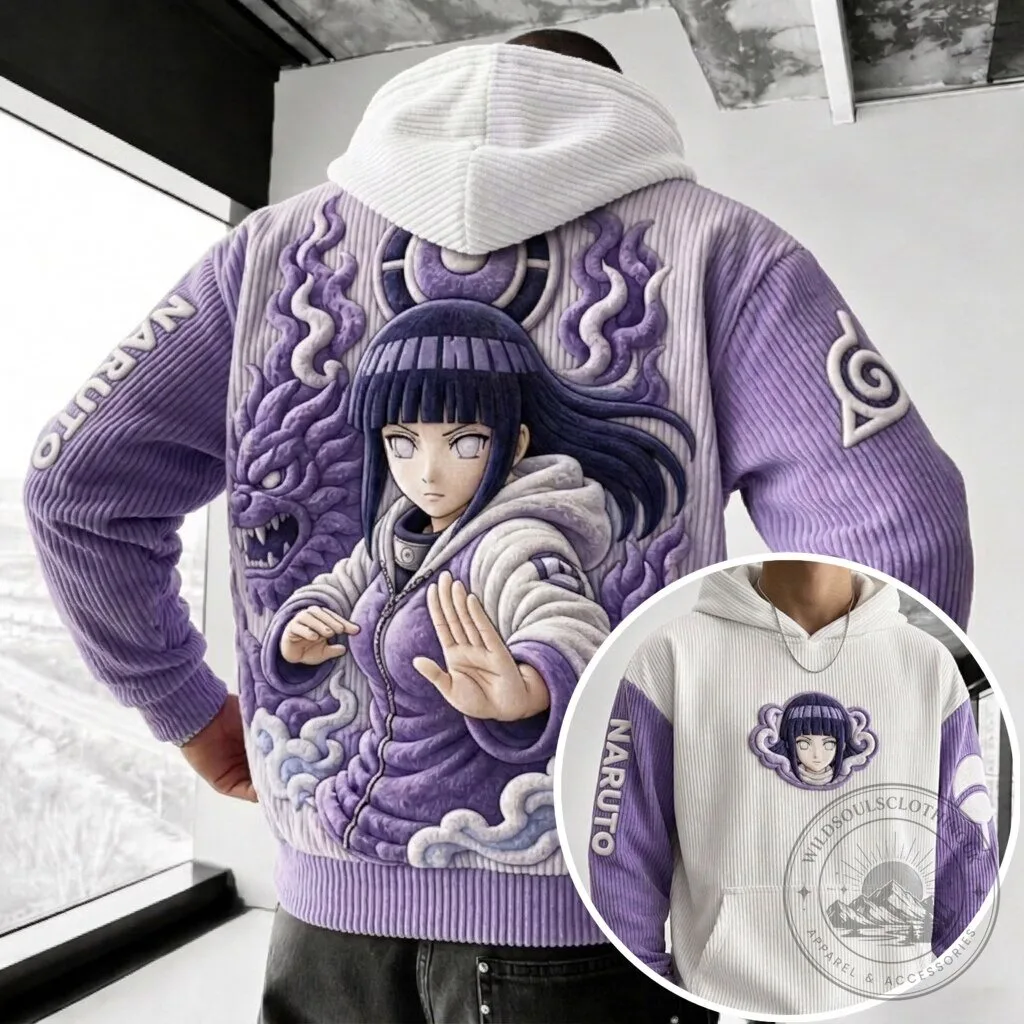 Naruto Hinata Hyuga Anime Corduroy Hoodie