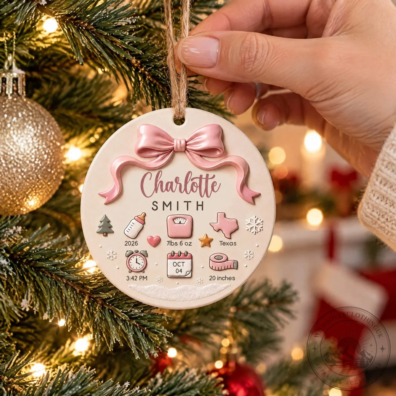 Personalized Baby's First Christmas Ornament, Custom Name Birth Stats Keepsake 11 Personalized Baby