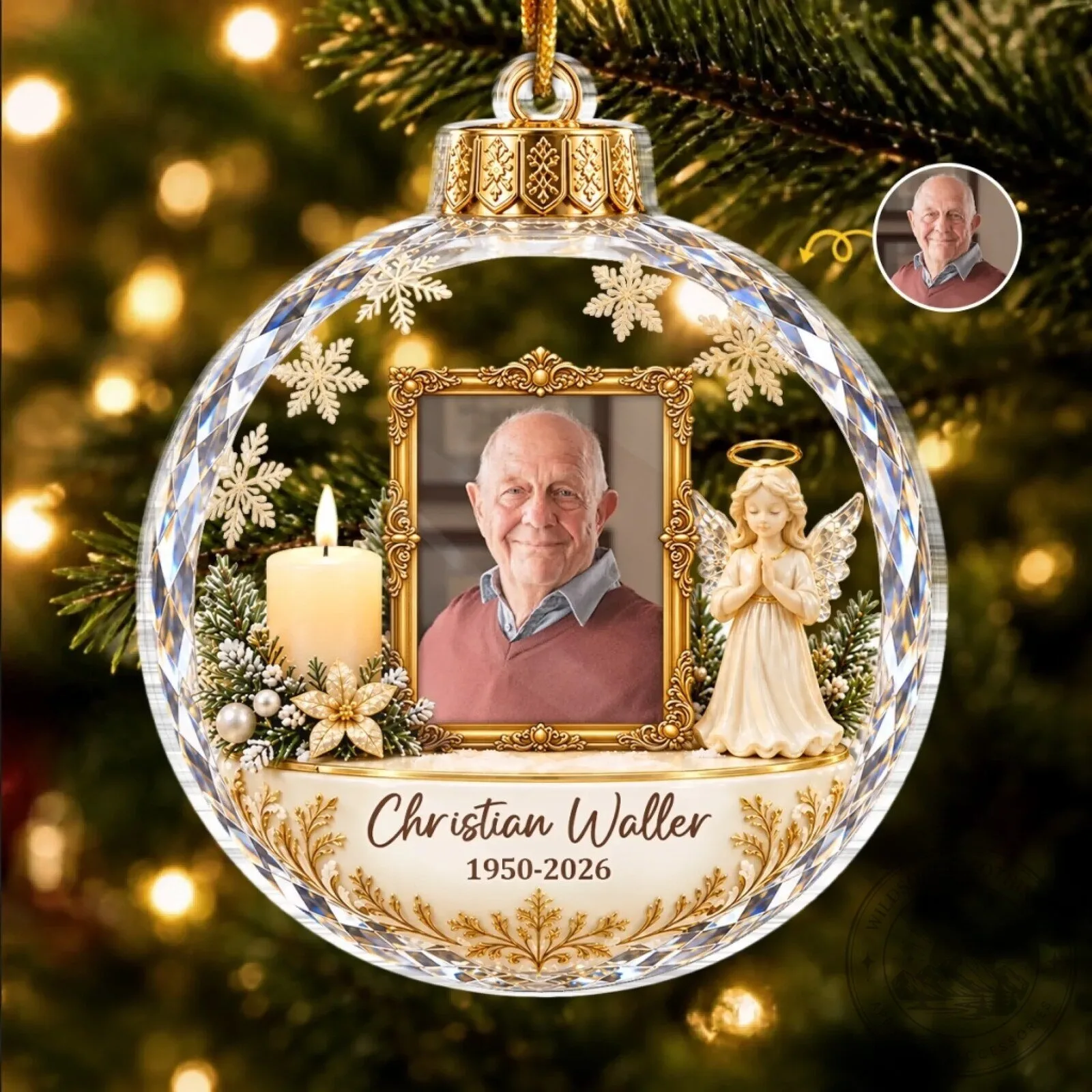 Personalized Memorial Christmas Ornament with Photo and Custom Name 5 Personalized Memorial Christmas Ornament with Photo and Custom Name