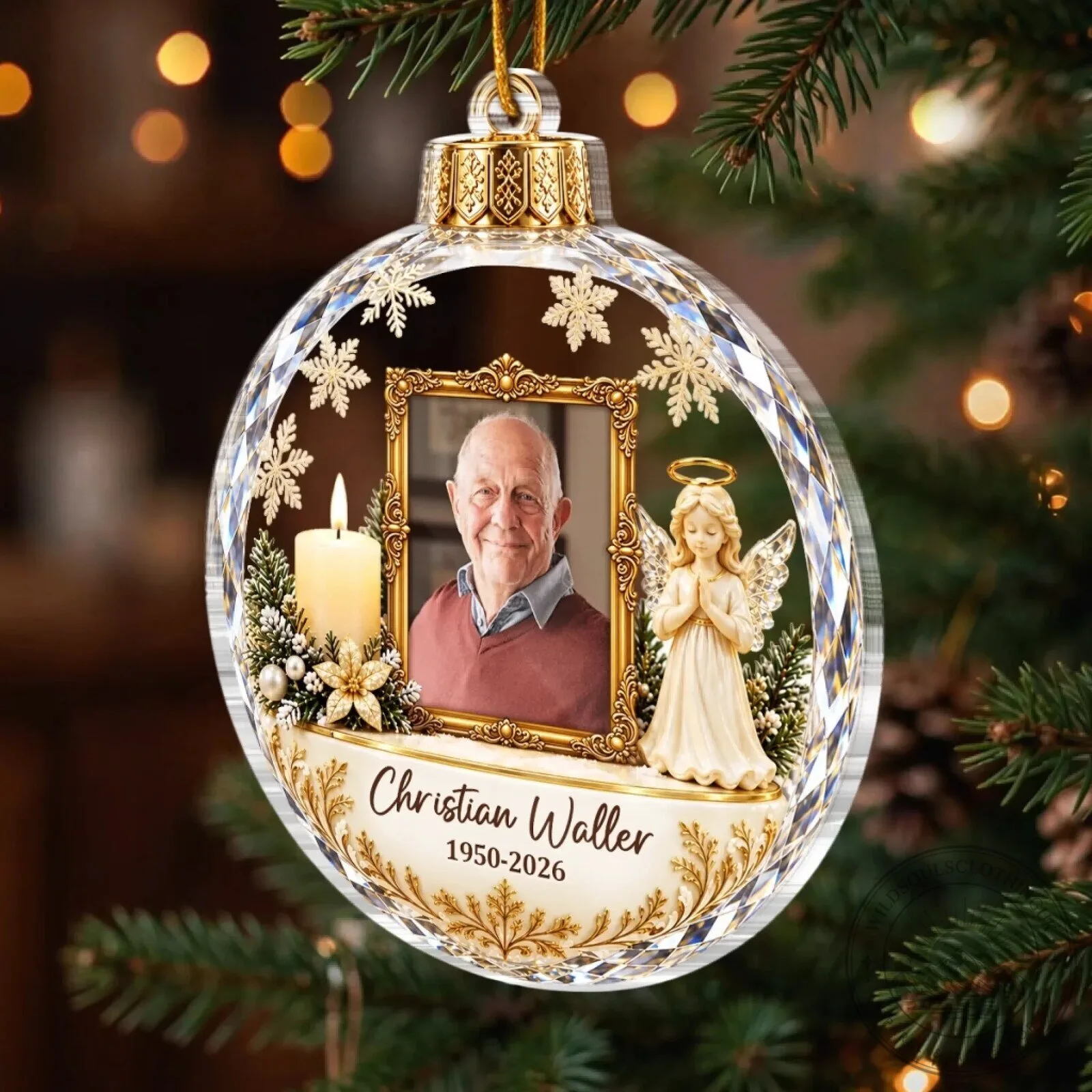 Personalized Memorial Christmas Ornament with Photo and Custom Name 11 Personalized Memorial Christmas Ornament with Photo and Custom Name