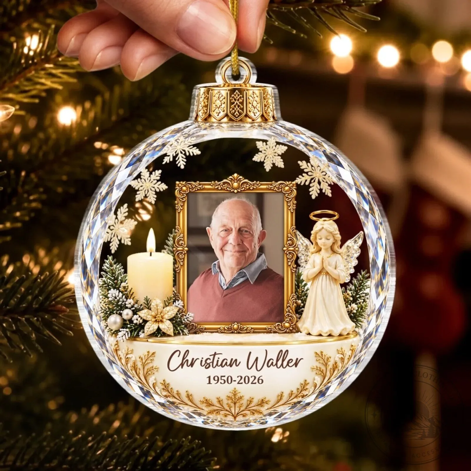 Personalized Memorial Christmas Ornament with Photo and Custom Name 12 Personalized Memorial Christmas Ornament with Photo and Custom Name