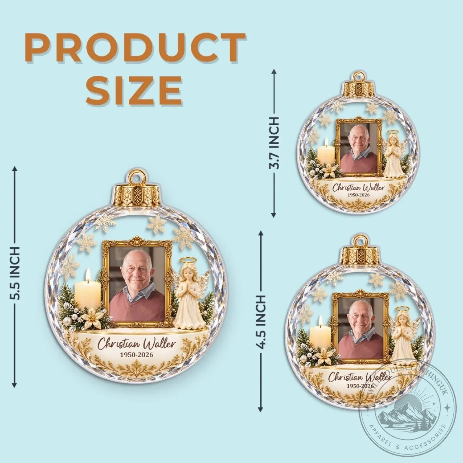 Personalized Memorial Christmas Ornament with Photo and Custom Name 13 Personalized Memorial Christmas Ornament with Photo and Custom Name