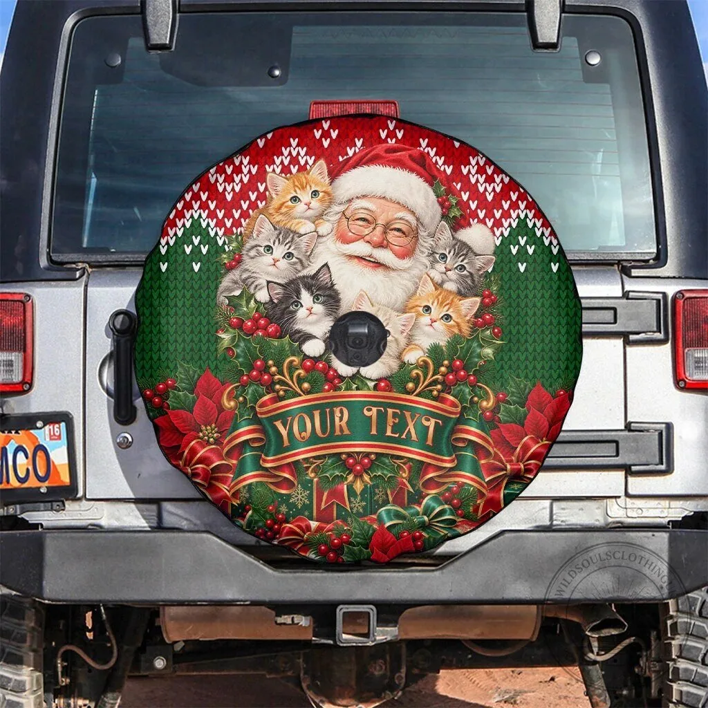 Personalized Santa Claus Kittens Christmas Spare Tire Cover for Cat Lovers 7 Personalized Santa Claus Kittens Christmas Spare Tire Cover for Cat Lovers