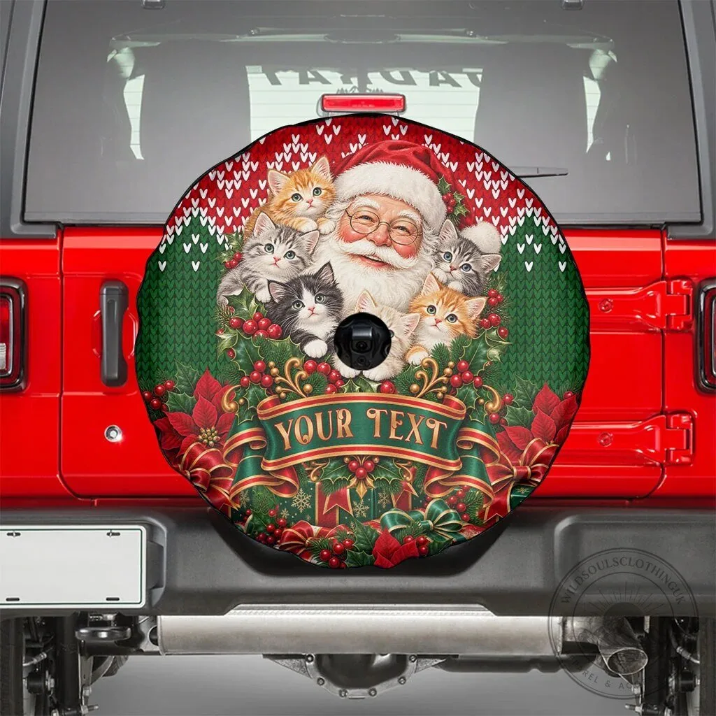 Personalized Santa Claus Kittens Christmas Spare Tire Cover for Cat Lovers 8 Personalized Santa Claus Kittens Christmas Spare Tire Cover for Cat Lovers