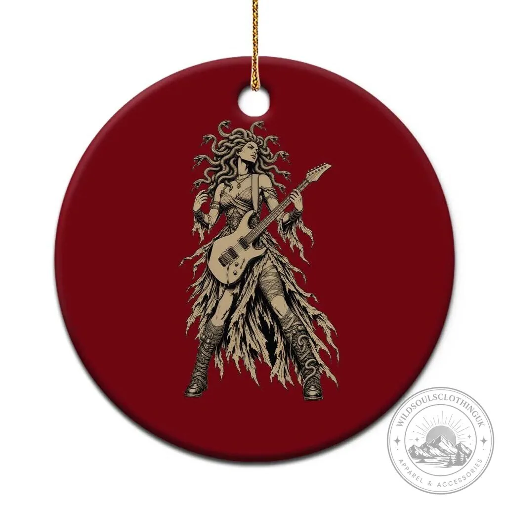 Gothic Medusa Guitarist Greek Mythology Ceramic Christmas Ornament