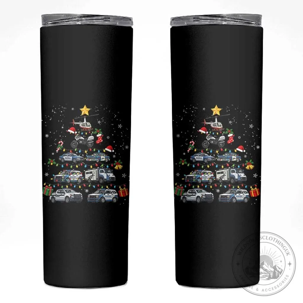 Police Car Christmas Tree Holiday Law Enforcement Appreciation Skinny Tumbler