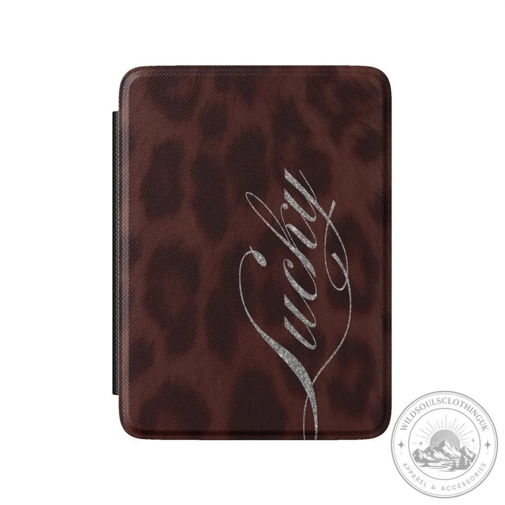 Lucky Cheetah Print Kindle Case, Brown Animal Print E-Reader Cover Lucky Cheetah Print Kindle Case, Brown Animal Print E-Reader Cover