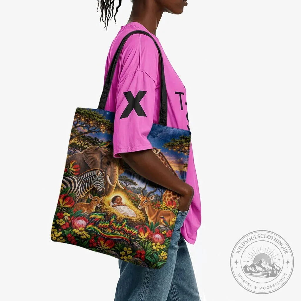 Zimbabwe Christmas Holy Family African Safari Wildlife Nativity Tote Bag 9 Zimbabwe Christmas Holy Family African Safari Wildlife Nativity Tote Bag