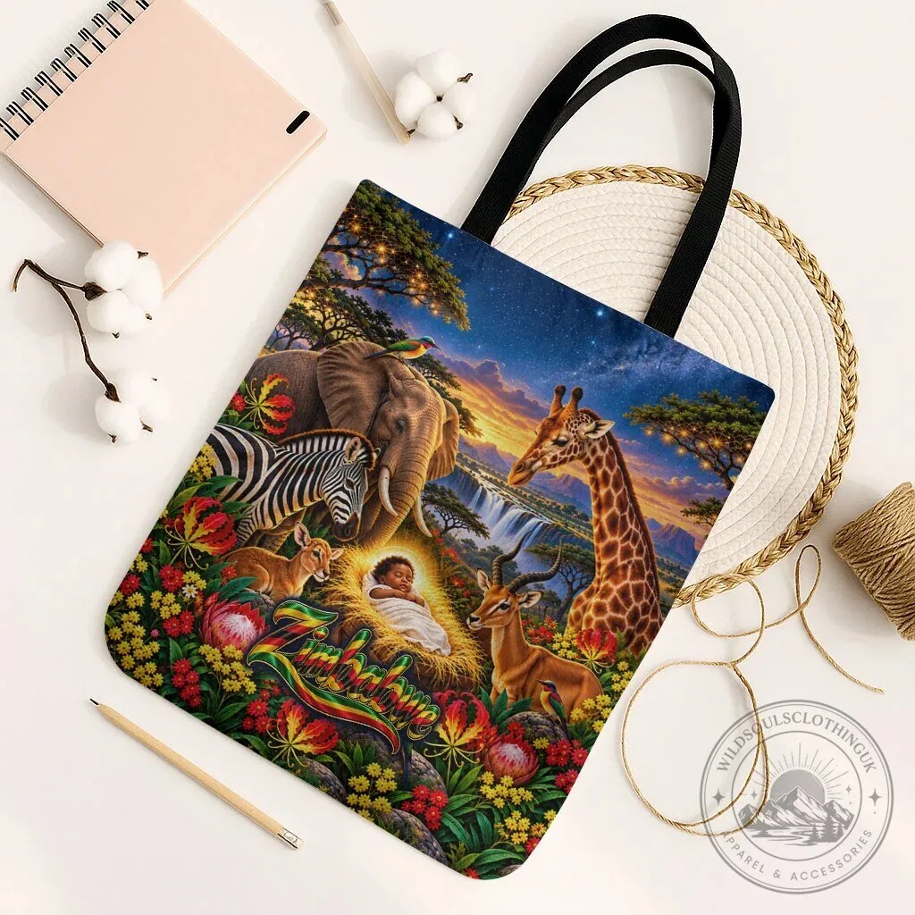Zimbabwe Christmas Holy Family African Safari Wildlife Nativity Tote Bag 10 Zimbabwe Christmas Holy Family African Safari Wildlife Nativity Tote Bag