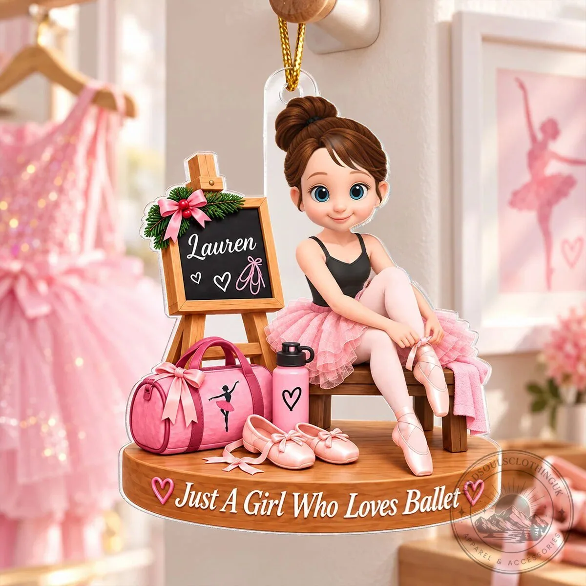 Personalized Ballerina Girl Ballet Dancer Christmas Tree Ornament