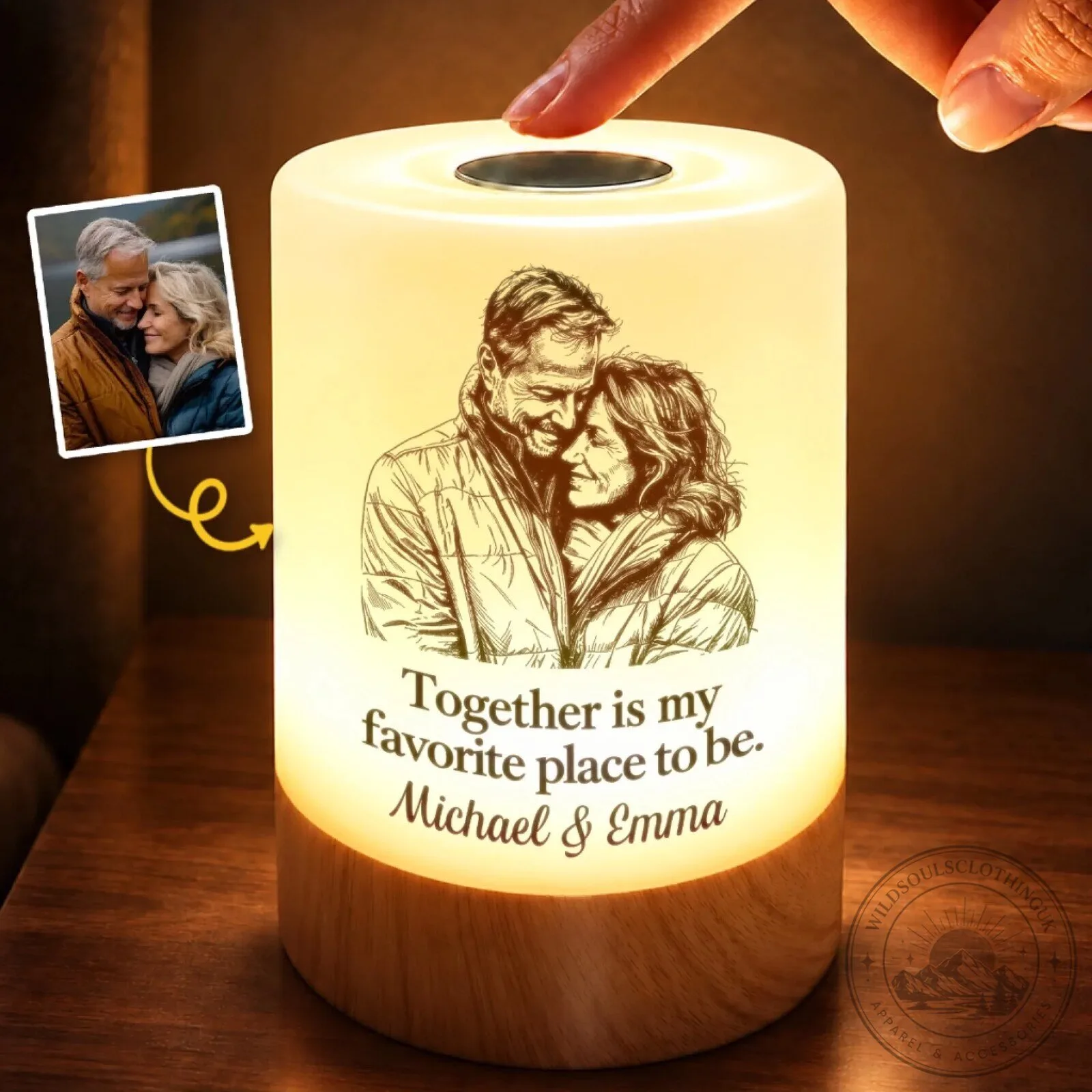 Personalized Custom Photo Together Is My Favorite Place To Be Dimmable Touch Lamp